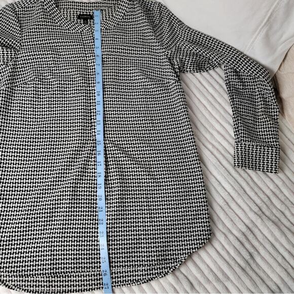 Talbots Blouse Small Black White Houndstooth Long Sleeve Work Top Career Wear - Picture 8 of 11